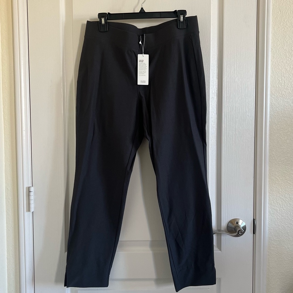 NWT Eileen Fisher Slim Cropped Pant in Bark Washable Stretch Crepe